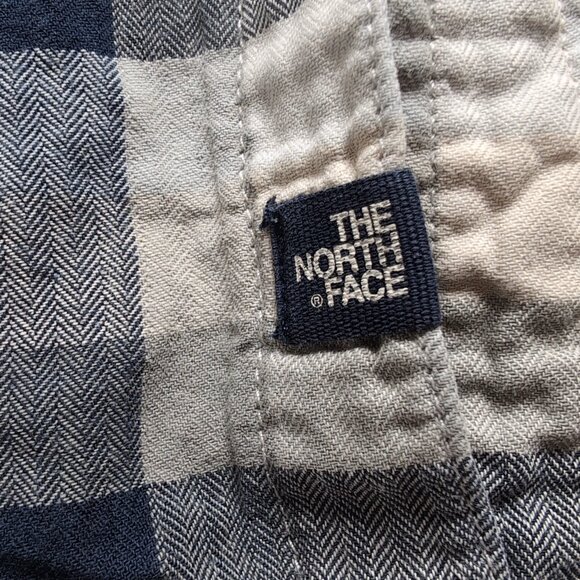 Vintage The North Face Men's Blue/White Plaid Button Up Shirt, Large - Picture 4 of 7